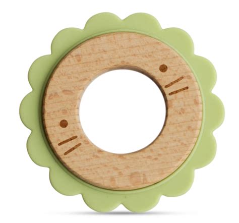 Little Rawr Wood Silicone Disc Teether Green 18M+