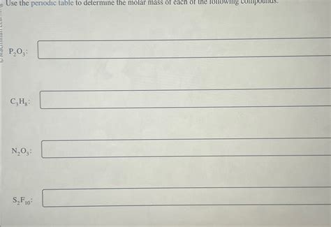 Solved Use the periodic table to determine the molar mass of | Chegg.com