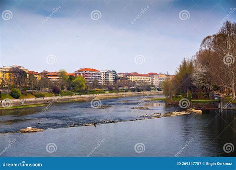 Buildings Surrounding Po River, the Longest River in Italy, Turin ...