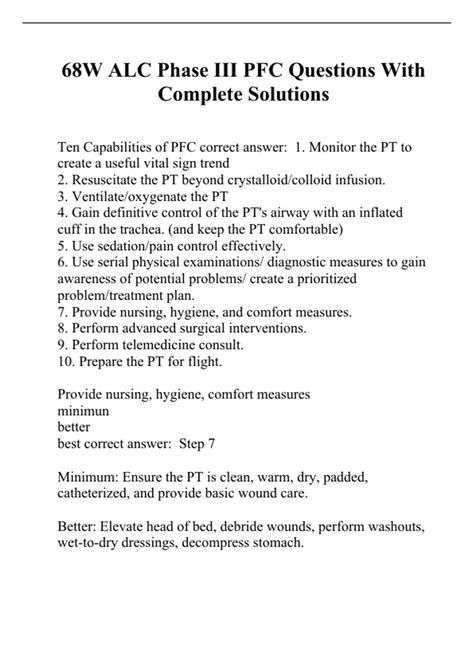 68W ALC Phase III PFC Questions With Complete Solutions - 68W - Stuvia UK