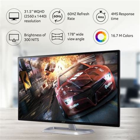 Acer EB1 203.2 cm (80 cm) WQHD LED Backlit IPS Panel Monitor (EB321HQU ...