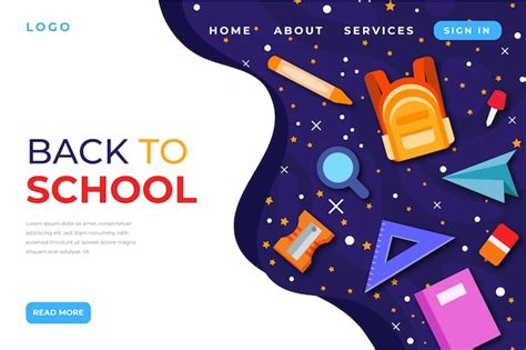 Back to school homepage template | Free Vector