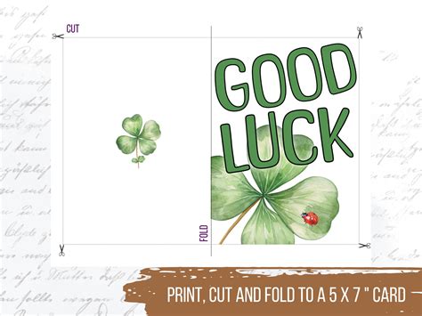 Printable Good Luck Card Good Luck Gifts Lucky Charm Card - Etsy