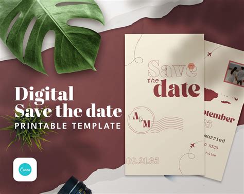 Destination Wedding Save The Date Card Template | Digital Products with ...