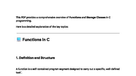 C Programming Functions & Storage Classes Overview - Studocu