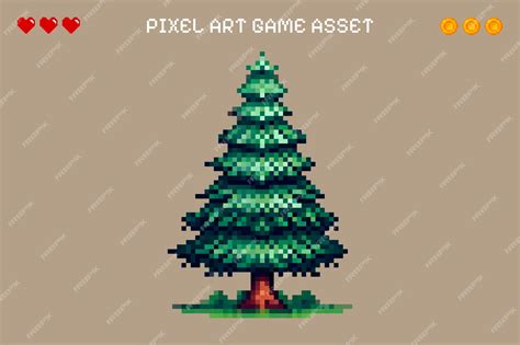 Premium Vector | Pixel art pine tree video game asset 8 bit style ...