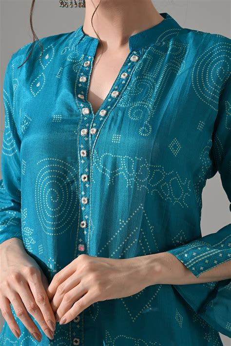 Buy | Women's Ethnic Wear | Blue Printed A-Line Kurta Set (2 Piece ...