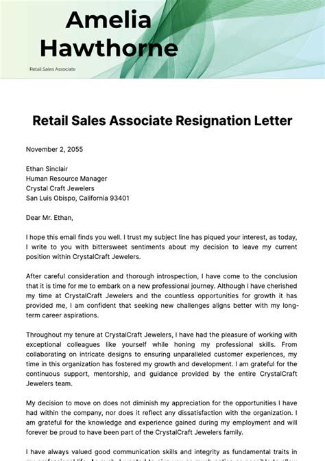 Sales Associate Resignation Letter at Mark Villa blog