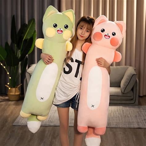 Long Tail Buddies Cat Raccoon Fox Plush Pillows For Sleeping – Hops & Pops
