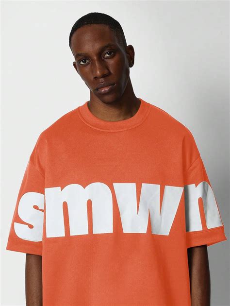 SUMWON Oversized Fit Elbow Sleeve Tee With Front And Back Graphic Print ...