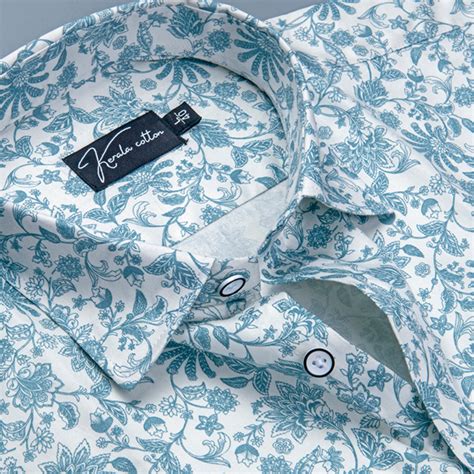 Gloster Cotton Cream with rama flower Print Shirts for Men – Kerala Cotton