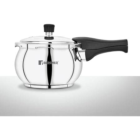Buy Bergner Pura Stainless Steel Pressure Cooker with Outer Lid, 1.5 ...