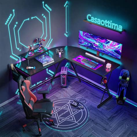 Buy Casaottima L Shaped Gaming Desk, Home Office Desk with Round Corner ...