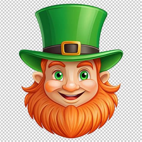 Leprechaun with a beard in a green hat on transparent background ...
