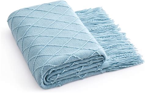 Amazon.com: BOURINA Blue Throw Blanket 50x60 Inches Throw Textured ...