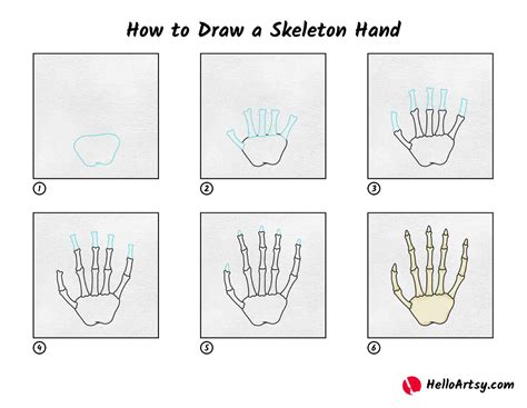 Hand Drawing Skeleton Easy Hands Bone Skull Finger Painting Artists ...