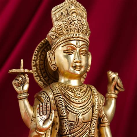 Brass Standing Lord Vishnu Statue (17.5 Inch) – Vedansh Craft