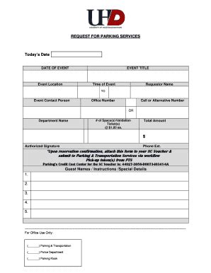 Request For Parking Services Form - Fill and Sign Printable Template Online