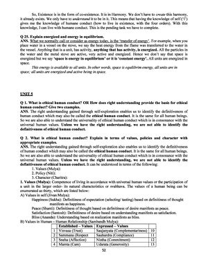 UHVE-2 - Important questions for uhv notes - UNIVERSAL HUMAN VALUES AND ...