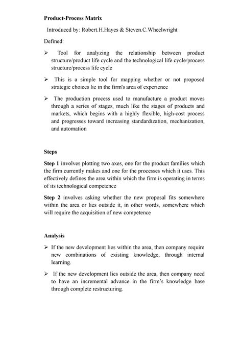Product-Process Matrix - Product-Process Matrix Introduced by: Robert.H ...