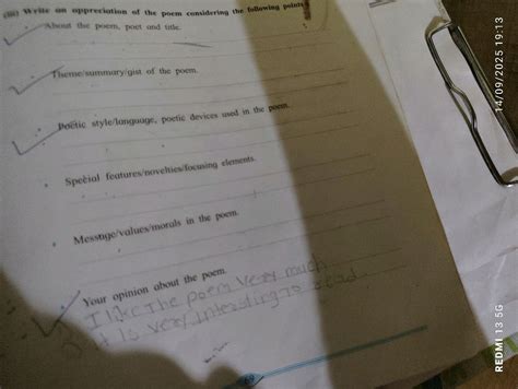 Write an appreciation of the poem considering the following points: Abou..