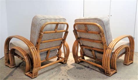 Art Deco Rattan Double Horseshoe Lounge Chairs For Sale at 1stDibs
