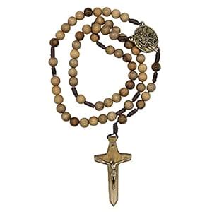 Wooden Saint Michael the Archangel Rosary on Cord | 10mm Wood Hail Mary ...
