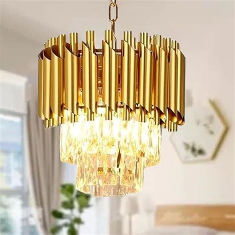 Buy DarkVision Inbuilt Led Modern Elegant Round Crystal Chandelier Gold ...