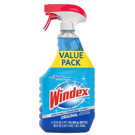 Windex Glass Cleaner, Original Blue, Spray Bottle, 23 fl oz (Pack of 2 ...