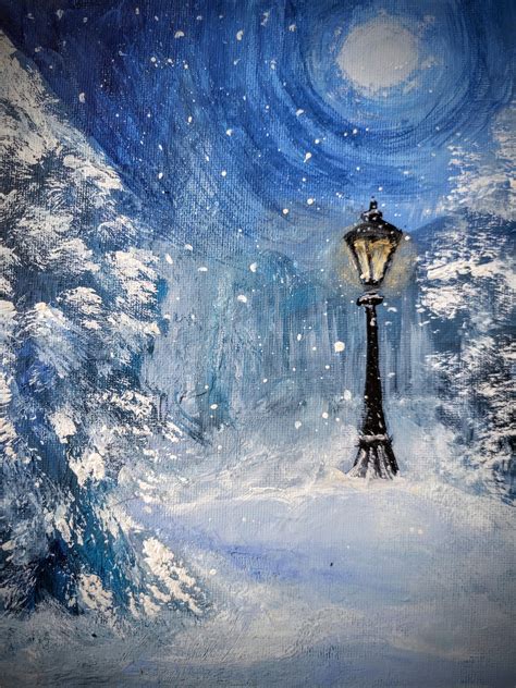 Narnia Lamp Post, Orginal Artwork, Narnia Wall Art, Snow Wall Decor ...