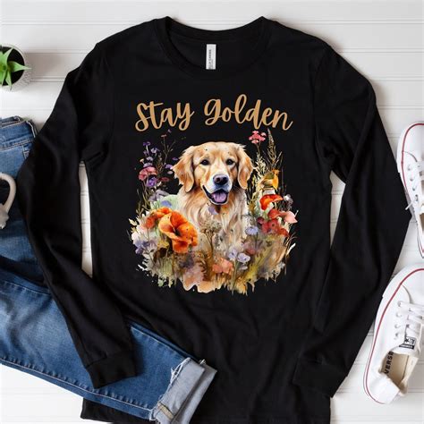 Stay Golden Jersey Long Sleeve Tee, Golden Retriever Tshirt, Pet Lover ...