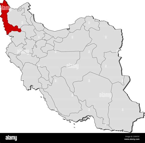 Map of Iran with the provinces, West Azerbaijan is highlighted Stock Vector Image & Art - Alamy