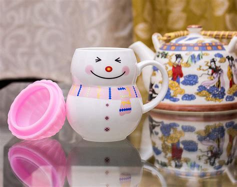 Ceramic Snowman Cup/Mug with Silicon Lid Set of 2 - Gift for Kids ...