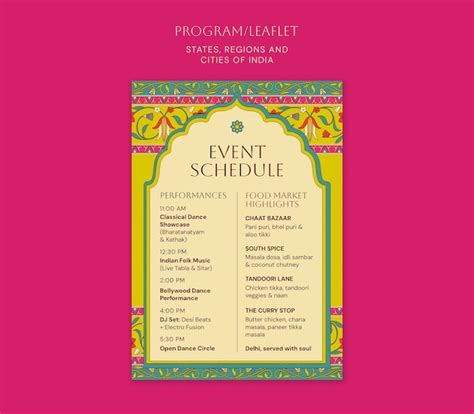 Indian event schedule template | Free PSD