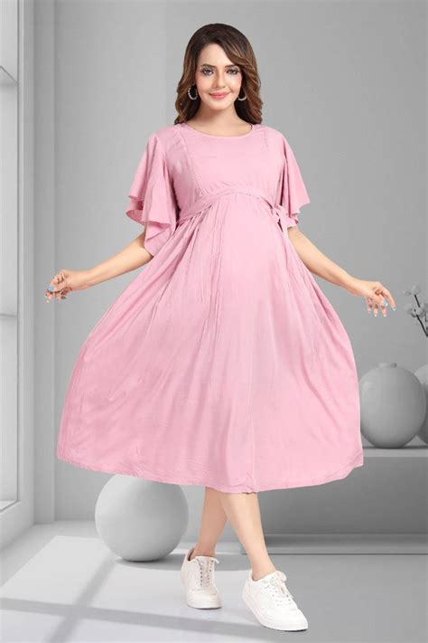 Pastel Pink Maternity Dress | Nursing Wear – MomsBae