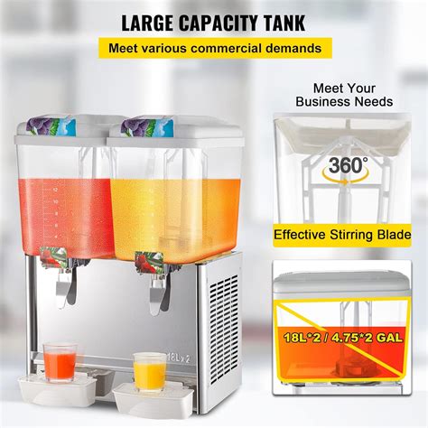 Buy VEVOR Commercial Beverage Dispenser, 9.5 Gallon 2 Tanks Commercial ...