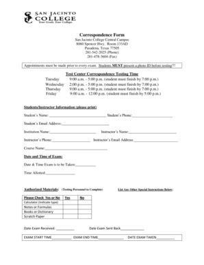 Fillable Online sanjac Testing Center Correspondence Form - San Jacinto ...