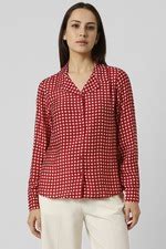Buy Women Red Check Long Sleeves Formal Shirt Online - 39735883 | Van ...