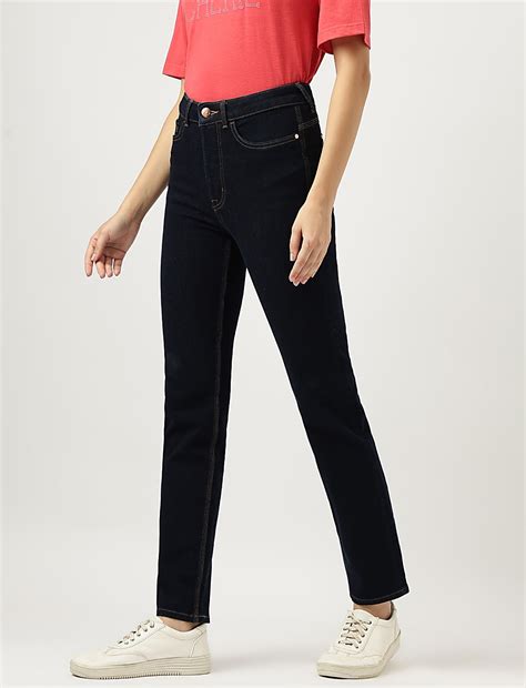 Buy Straight Leg Mid Waist Jeans at Marks & Spencer