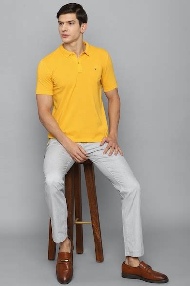 Buy Men Yellow Solid Polo Neck T-shirt Online - 707614 | Louis Philippe