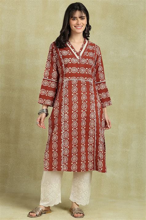 Maroon Hand Block Daboo Kurta – Tahiliya