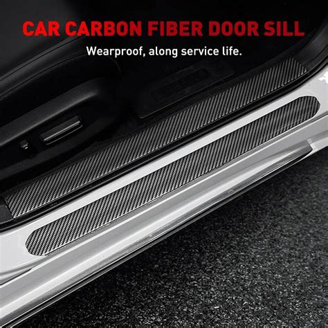 Buy Parts Accessories Carbon Fiber Vinyl Car Door Sill Scuff Plate ...