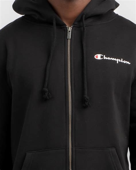 Shop Champion Logo Hooded Jacket In Black - Fast Shipping & Easy ...