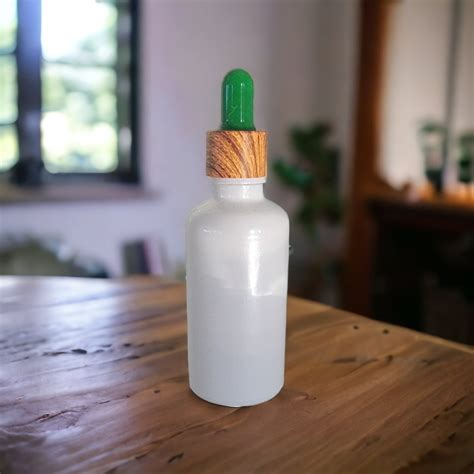 50mL WHITE PEARL (Coated) glass dropper bottle with GREEN TEAT ...