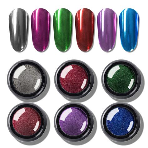 Buy JMD Beauty 6 Color Nail Powder Mermaid Holo Pigment Neon Nail ...