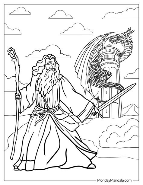 Image result for Wizard Coloring Pages