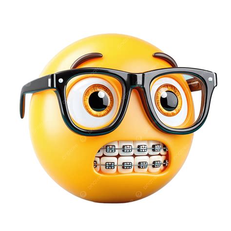 Nerd Emoji With Braces And Glasses, Emoticon, Nerd, Braces PNG ...