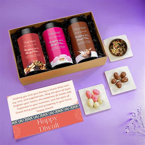 Organic Diwali Chocolate Gift Box – 3 Truffle Jars – TinyGlads