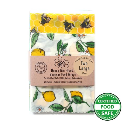 Beeswax Wraps - Sandwich & Big Bowl 2 Pack - Lemony Bees - Peace With ...