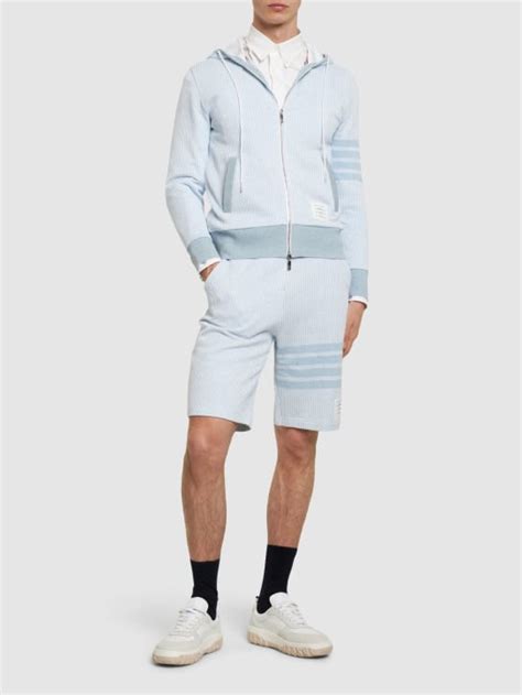 Cotton & silk zip-up hoodie - Thom Browne - Men | Luisaviaroma